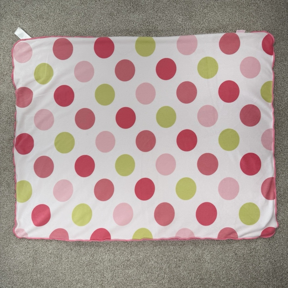 Carters‎ Baby Blanket Pink Green Sherpa Minky Polka Dot Circles Discontinued